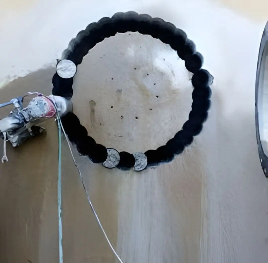 تخريم حائط بفتحة دائرية نظيفة بدون تكسير. - كور دريل مصر لقص وتخريم الخرسانة